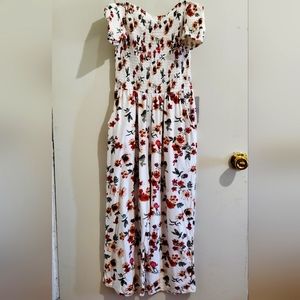 Off shoulder floral romper